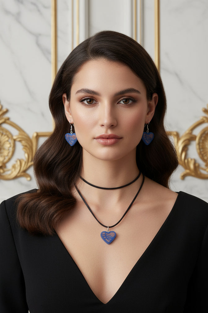 Set “Corazón Artesanal” en Resina Pintada a Mano